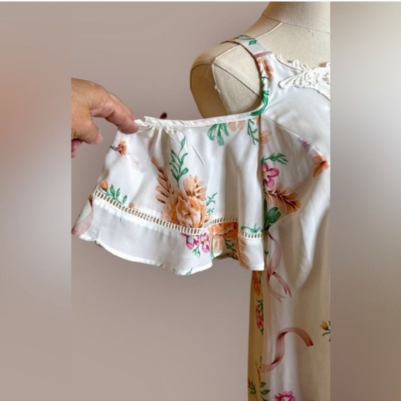 Disney Beauty and The Beast Floral Cold Shoulder Dress - Picture 4 of 11